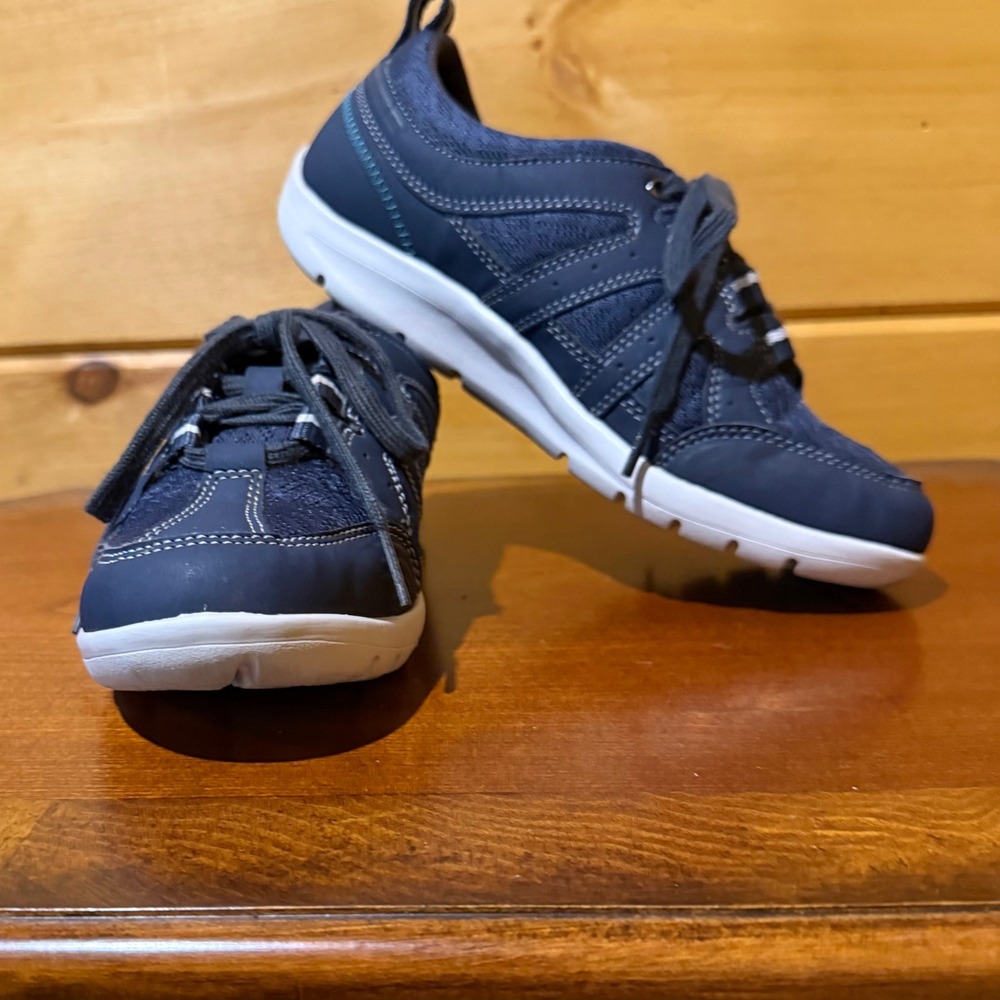 Rockport Womens Navy Blue Walking Sneakers Lace Up Mesh Athletic Shoes Low Top